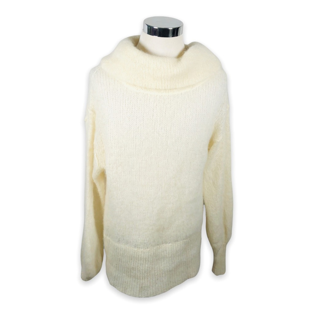 Free People Sweater Womens Small‎ Alpaca Cream Ivory Long Turtleneck Pullover